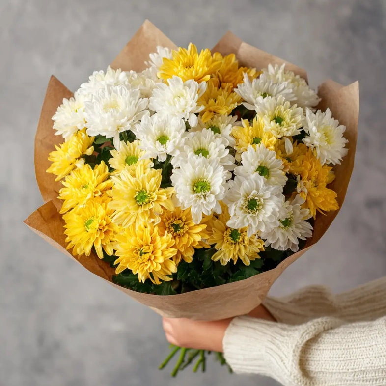 Монобукет из хризантем &laquo;Подарок сентября&raquo;