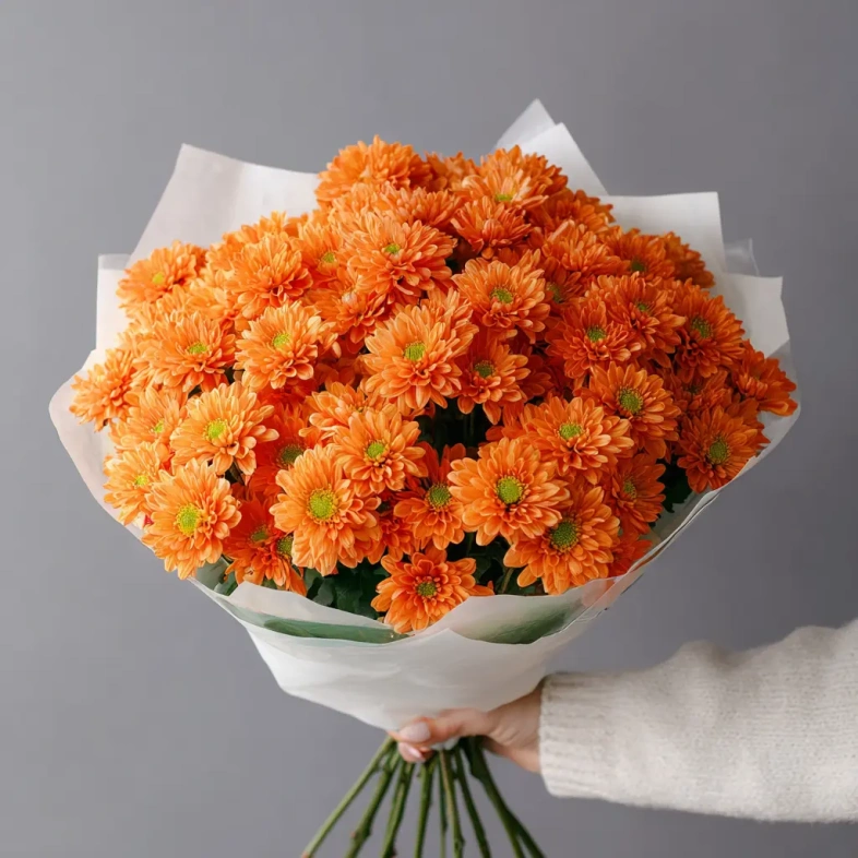 Монобукет из хризантем &laquo;Осенний привет&raquo;