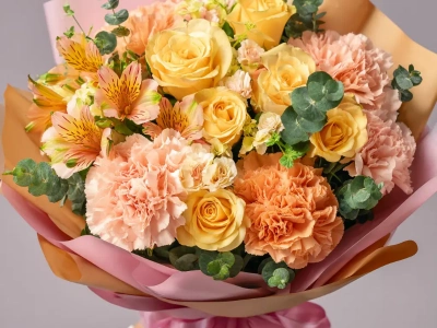 Букет с гвоздиками «Солнечный закат»