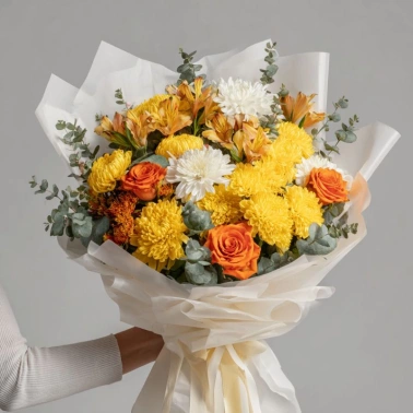 Букет с хризантемами «Золотая осень»