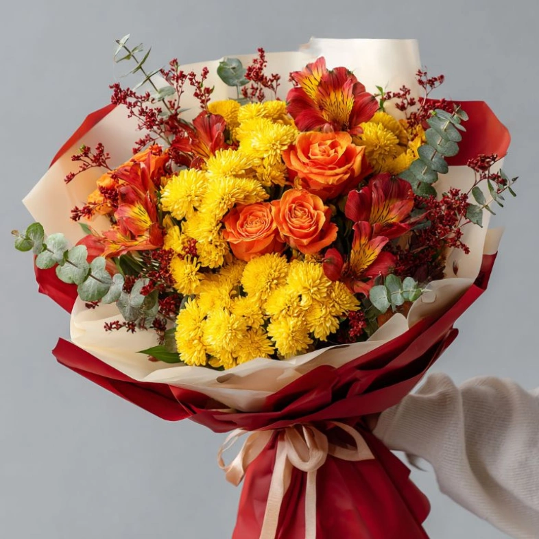 Букет с хризантемами &laquo;Тёплый взгляд&raquo;