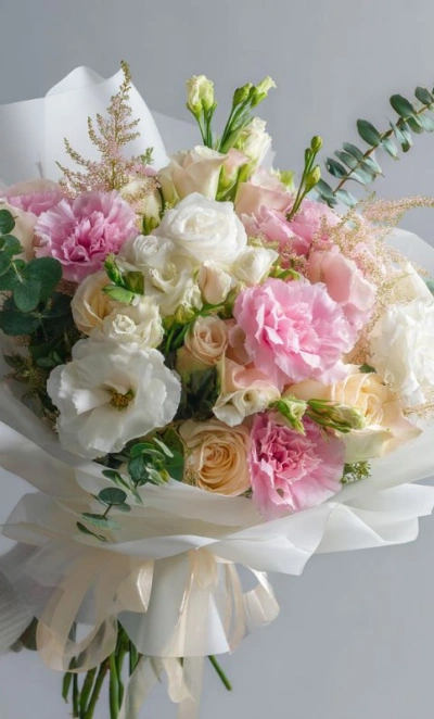 Букет с эустомами «Мягкое прикосновение»